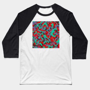 Camouflage Teal Red Baseball T-Shirt